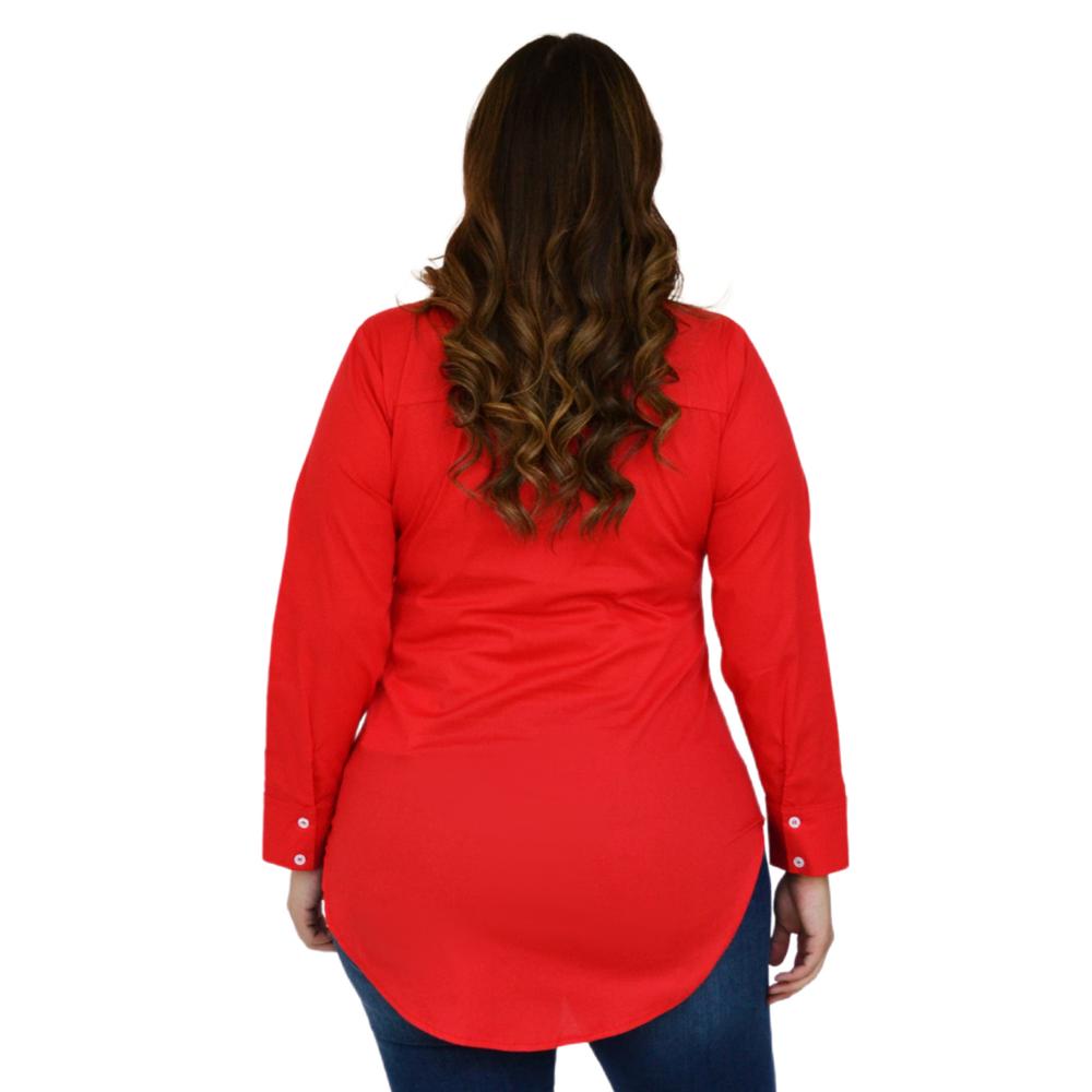 Foto 4 pulgar | Camisa Entallada Roman Fashion Tallas Extras 9512 color Rojo