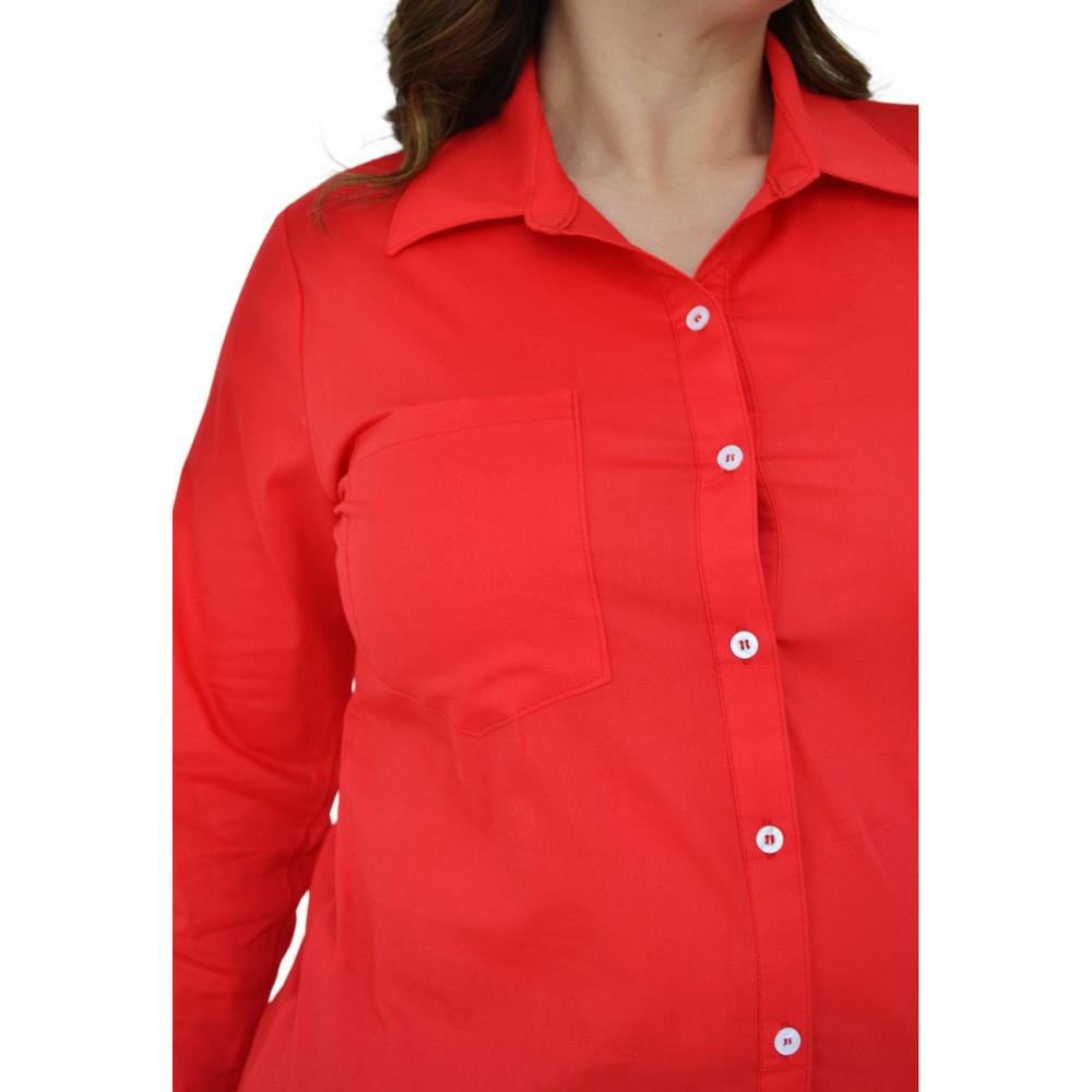 Foto 5 pulgar | Camisa Entallada Roman Fashion Tallas Extras 9512 color Rojo