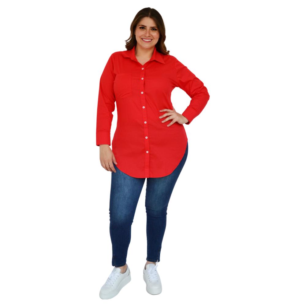 Foto 6 pulgar | Camisa Entallada Roman Fashion Tallas Extras 9512 color Rojo