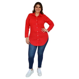 Foto 5 | Camisa Entallada Roman Fashion Tallas Extras 9512 color Rojo