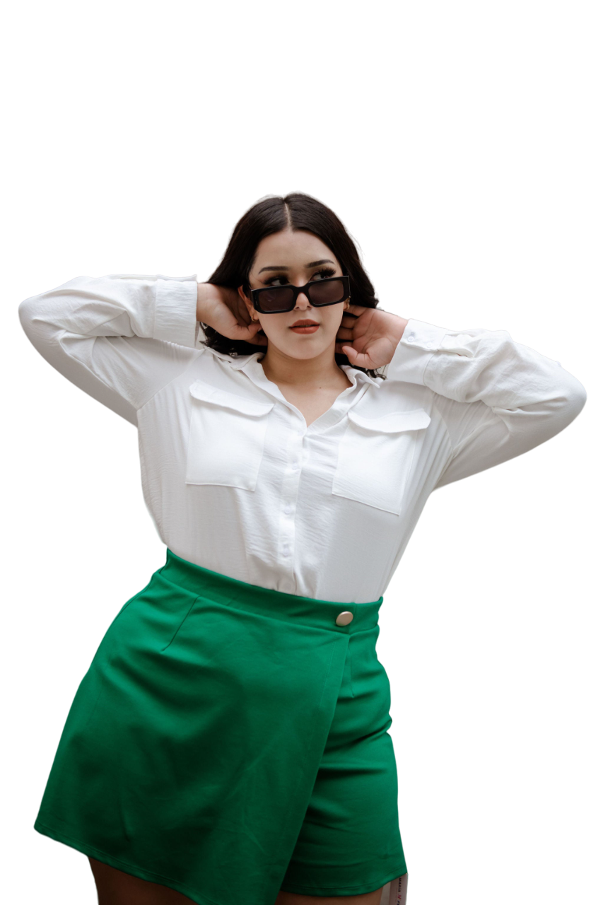 Foto 1 | Blusa Camisera María Ferré 30520 Blanco Manga Larga Para Mujer Tallas Extras