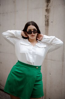 Foto 4 | Blusa Camisera María Ferré 30520 Blanco Manga Larga Para Mujer Tallas Extras