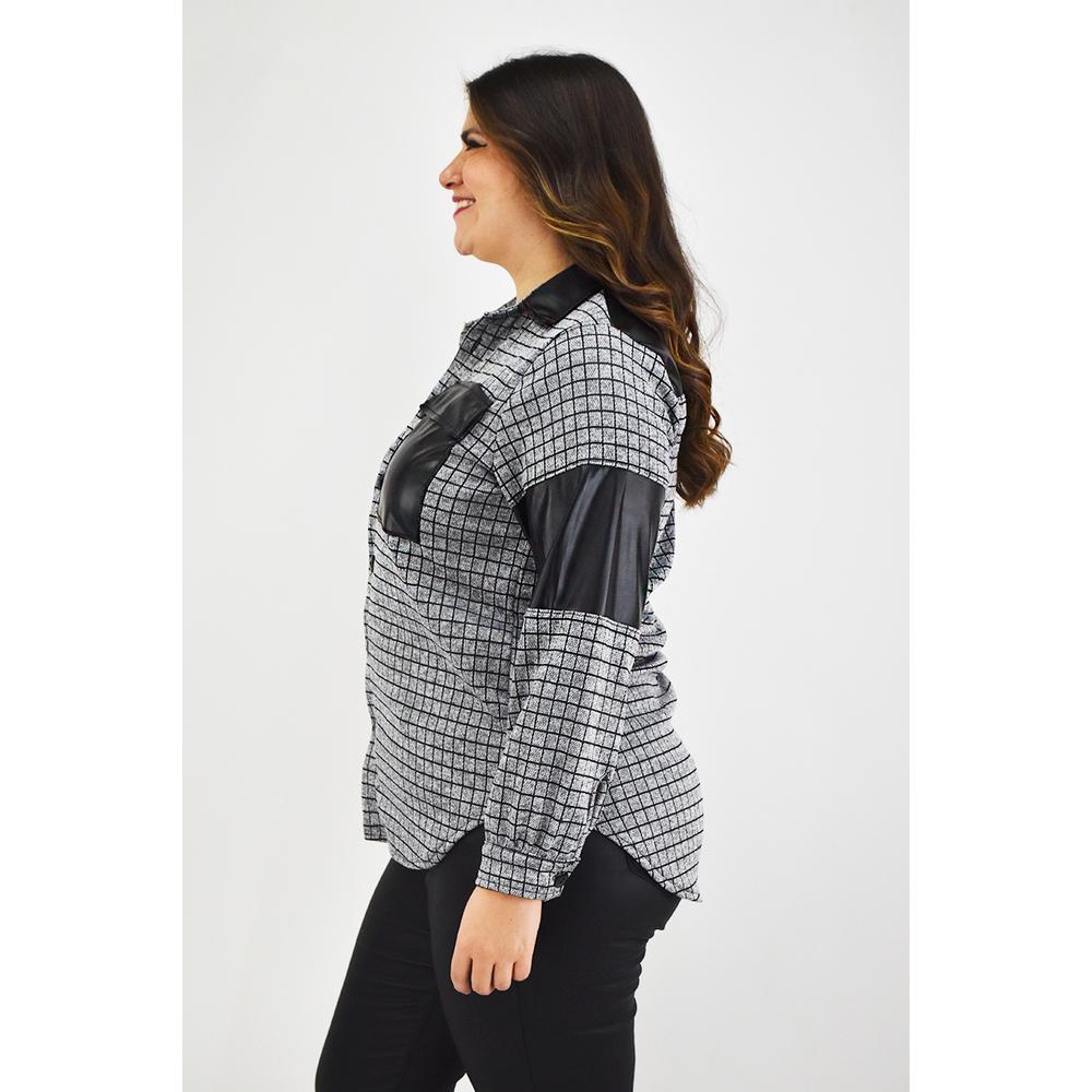 Foto 2 | Sobre Camisa Cuadros Roman Fashion /tallas Extras, 8051 (gris) Negro