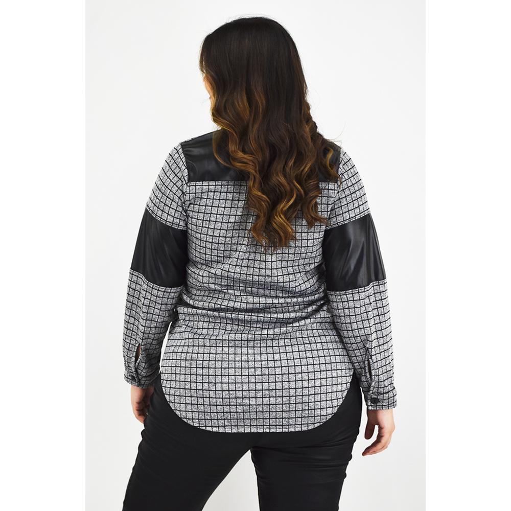 Foto 4 pulgar | Sobre Camisa Cuadros Roman Fashion /tallas Extras, 8051 (gris) Negro