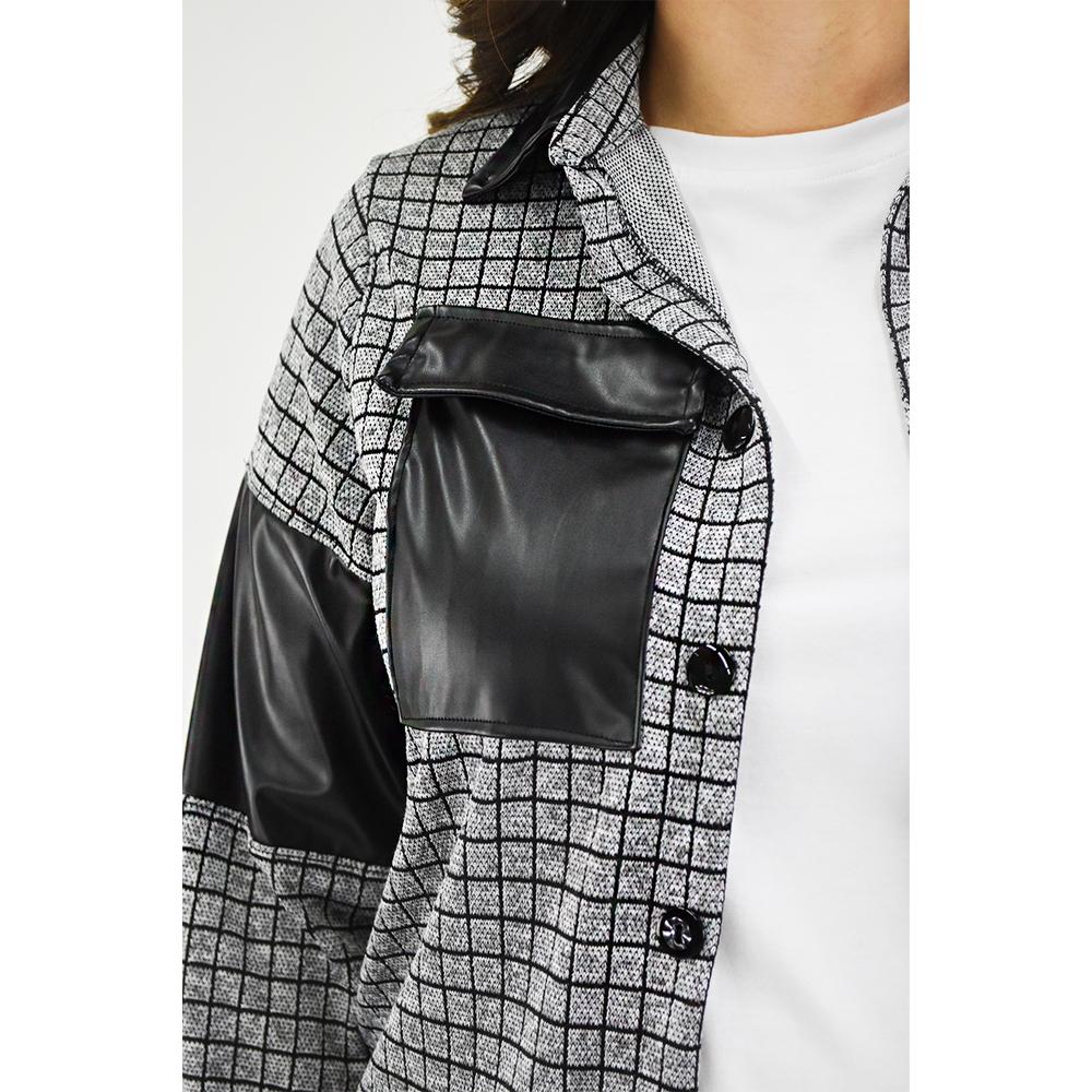 Foto 5 pulgar | Sobre Camisa Cuadros Roman Fashion /tallas Extras, 8051 (gris) Negro