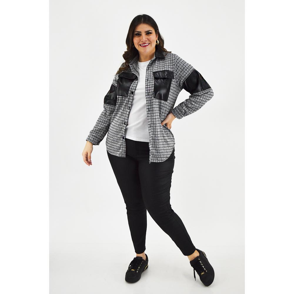 Foto 6 | Sobre Camisa Cuadros Roman Fashion /tallas Extras, 8051 (gris) Negro