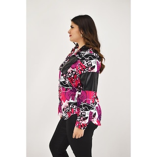 Foto 2 | Camisa Sublimada Roman Fashion Fucsia para Mujer