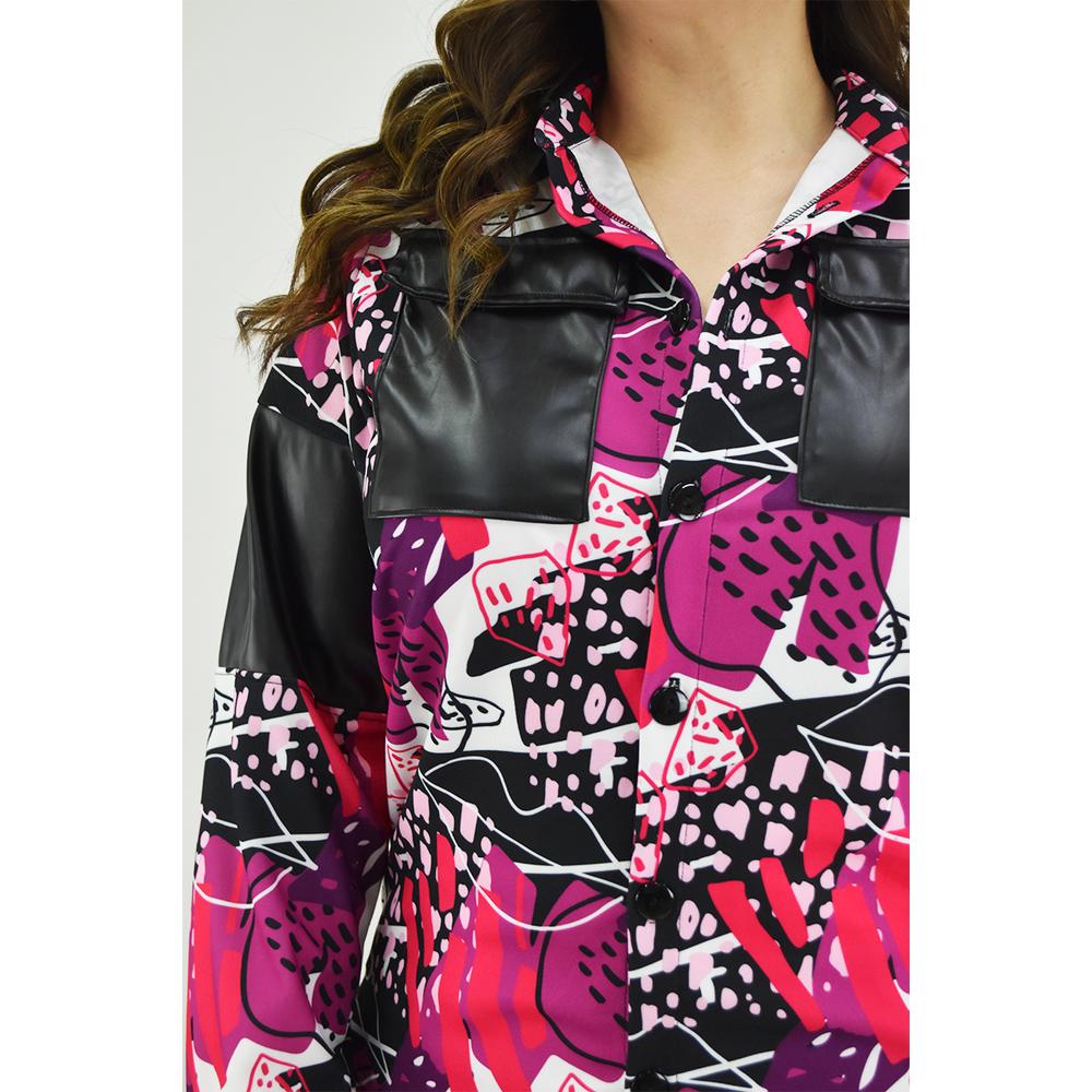 Foto 5 pulgar | Camisa Sublimada Roman Fashion Fucsia para Mujer