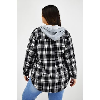 Foto 3 | Sobre Camisa Con Capucha Roman Fashion/tallas Extras, 8066 (negro Cuadros) Negro
