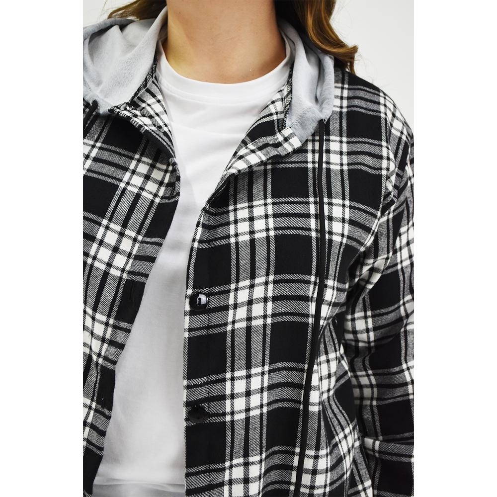 Foto 4 | Sobre Camisa Con Capucha Roman Fashion/tallas Extras, 8066 (negro Cuadros) Negro