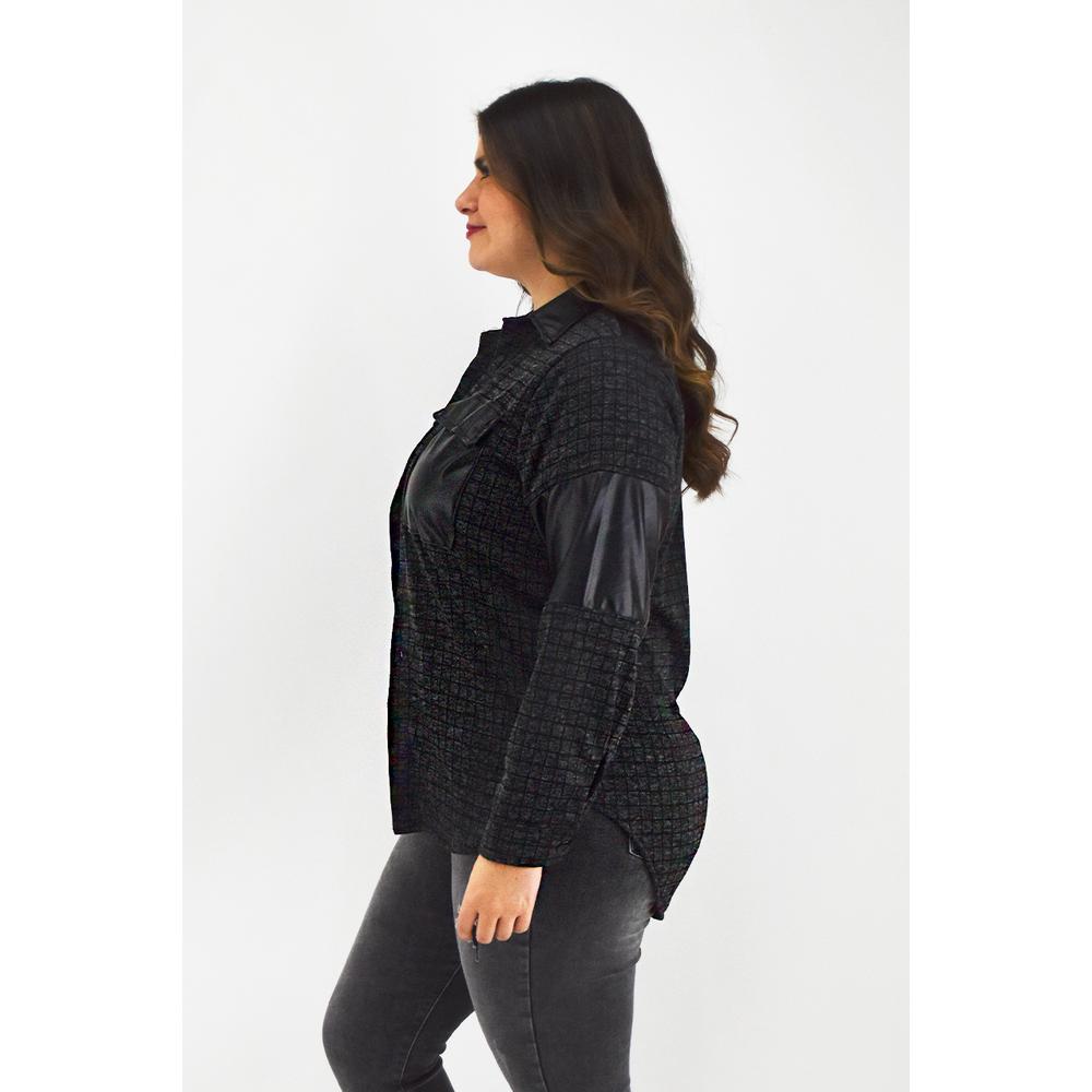 Foto 3 pulgar | Sobrecamisa Roman Fashion Gris a Cuadros para Mujer