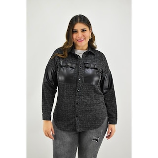 Foto 5 | Sobrecamisa Roman Fashion Gris a Cuadros para Mujer