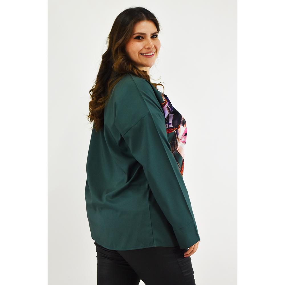 Foto 4 pulgar | Camisa Estampada Roman Fashion Tallas Extras 027 Verde Oscuro