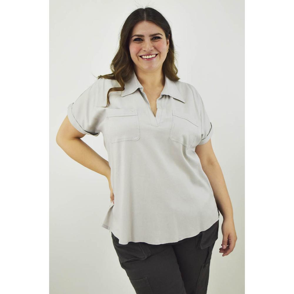 Foto 2 pulgar | Camisa de Lino Roman Fashion Tallas Extras 2295 Gris