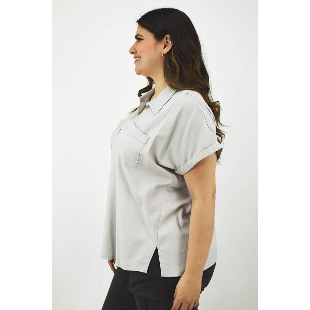 Foto 3 pulgar | Camisa de Lino Roman Fashion Tallas Extras 2295 Gris