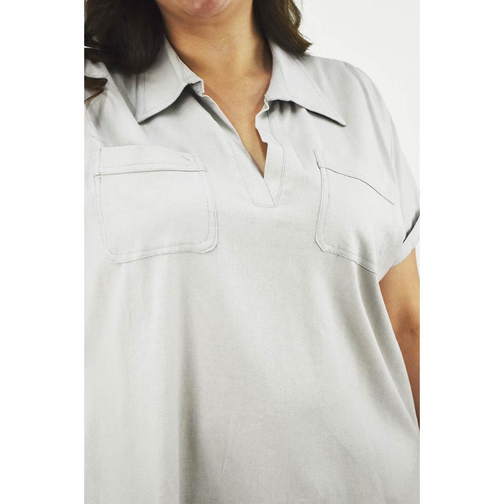 Foto 5 pulgar | Camisa de Lino Roman Fashion Tallas Extras 2295 Gris