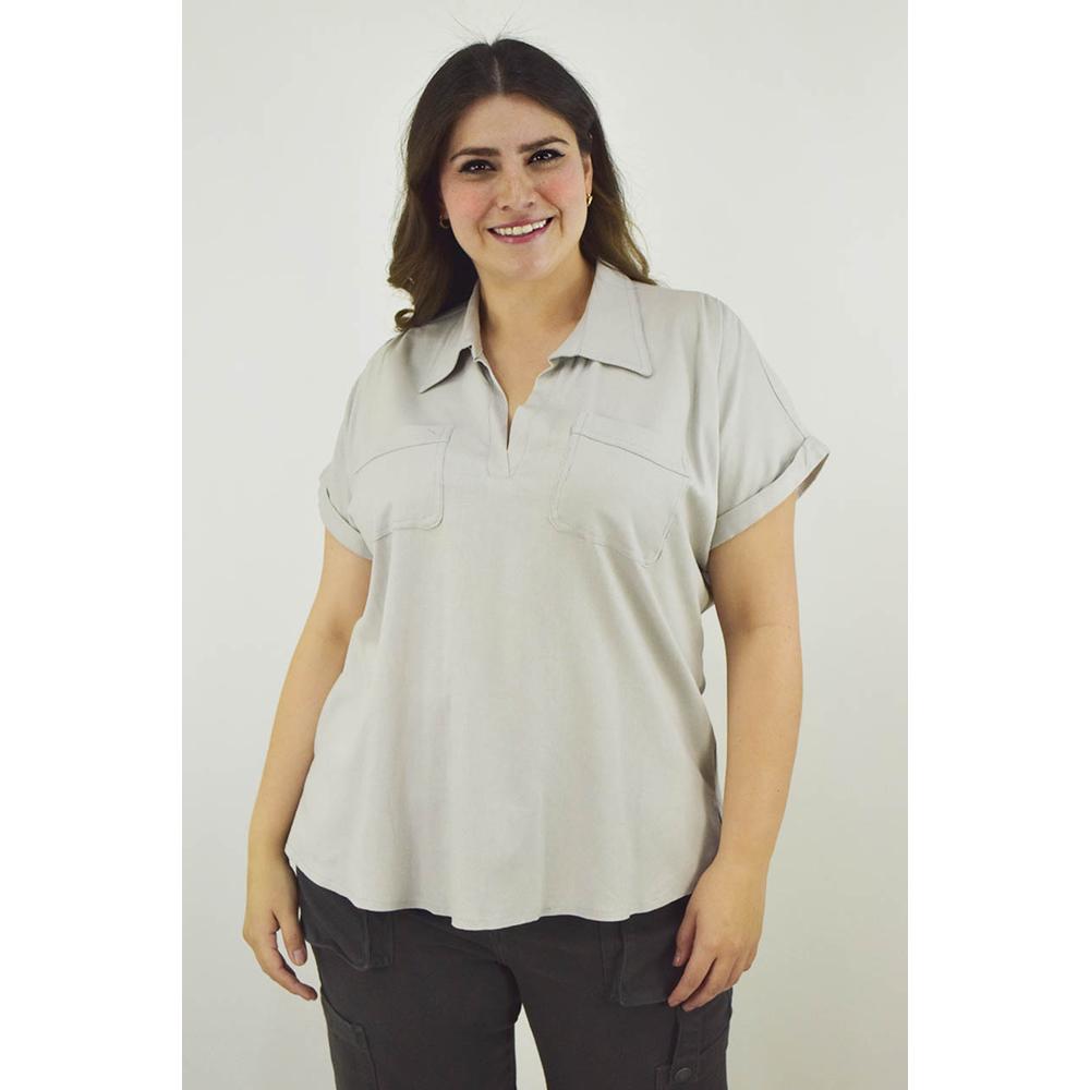 Foto 6 pulgar | Camisa de Lino Roman Fashion Tallas Extras 2295 Gris