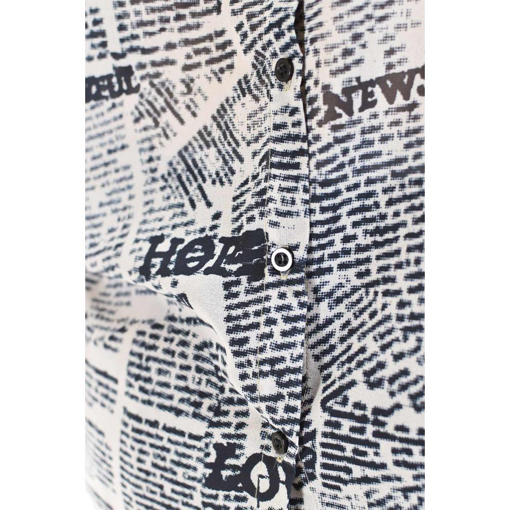 Foto 5 pulgar | Camisa De Chifon Roman Fashion /tallas Extras, 019 (estampado Letras) Gris