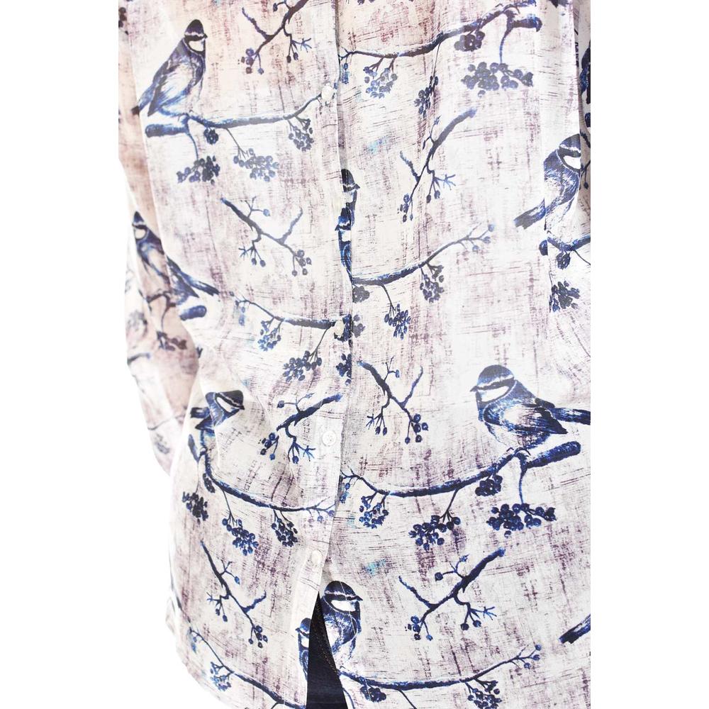 Foto 5 pulgar | Camisa De Chifon Roman Fashion /tallas Extras, 019 (estampado Azul) Azul