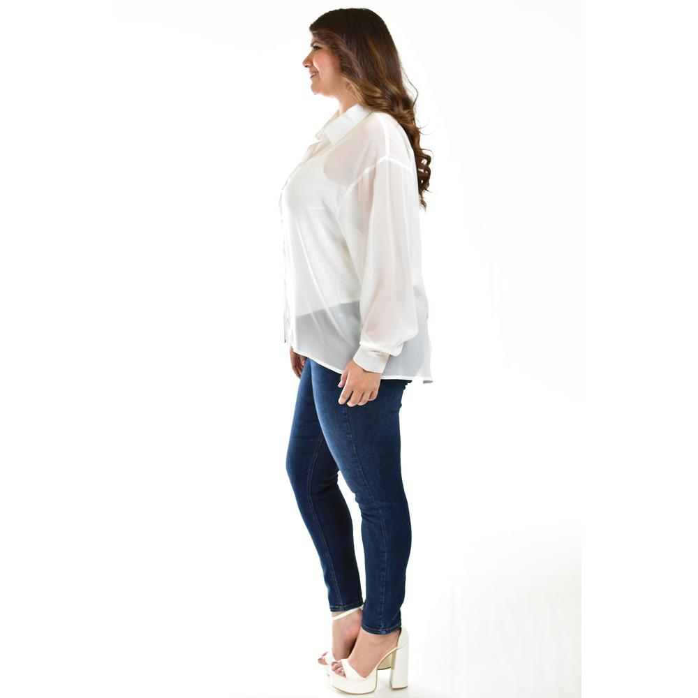 Foto 3 pulgar | Camisa De Chifon Roman Fashion /tallas Extras, 019 (blanco) Blanco