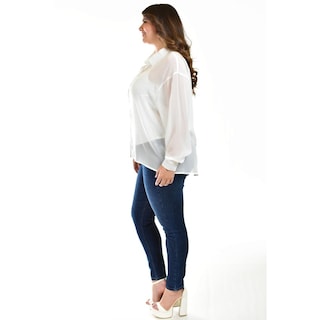 Foto 2 | Camisa De Chifon Roman Fashion /tallas Extras, 019 (blanco) Blanco