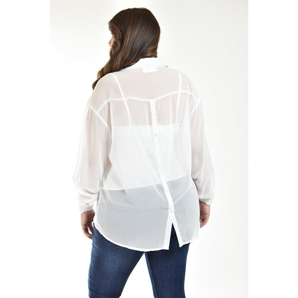 Foto 4 pulgar | Camisa De Chifon Roman Fashion /tallas Extras, 019 (blanco) Blanco