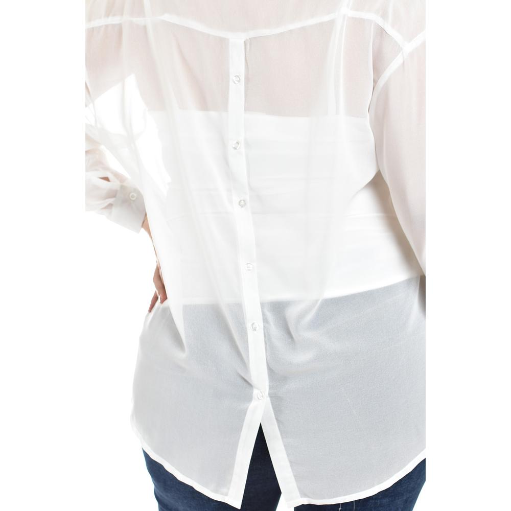 Foto 5 pulgar | Camisa De Chifon Roman Fashion /tallas Extras, 019 (blanco) Blanco