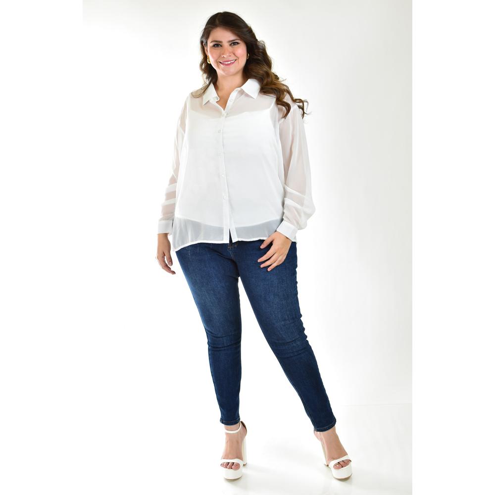 Foto 7 pulgar | Camisa De Chifon Roman Fashion /tallas Extras, 019 (blanco) Blanco