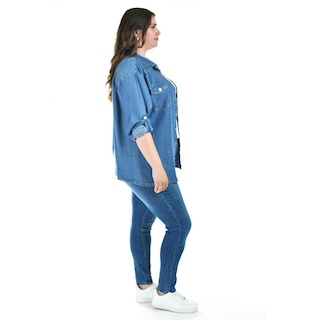 Foto 2 | Camisa Denim Roman Fashion /tallas Extras, 018 (mezclilla Tono Oscuro) Azul Oscuro