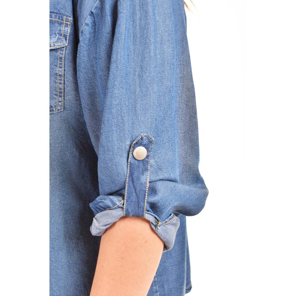 Foto 5 pulgar | Camisa Denim Roman Fashion /tallas Extras, 018 (mezclilla Tono Oscuro) Azul Oscuro