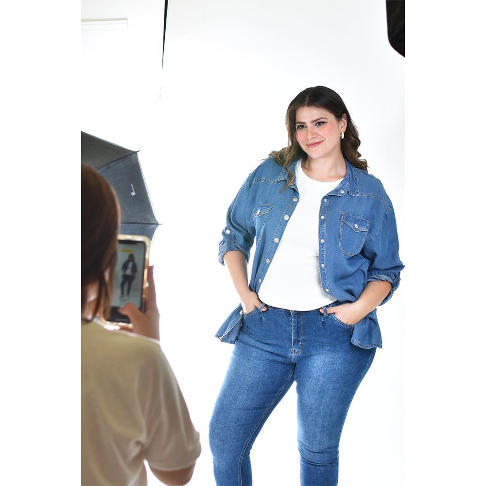 Foto 7 pulgar | Camisa Denim Roman Fashion /tallas Extras, 018 (mezclilla Tono Oscuro) Azul Oscuro