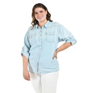 Foto 8 | Camisa Denim Roman Fashion /tallas Extras, 018 (mezclilla Tono Oscuro) Azul Oscuro