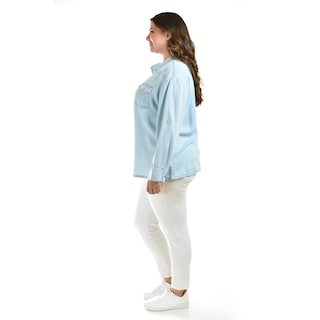 Foto 2 | Camisa Denim Roman Fashion /tallas Extras, 018 (mezclilla Tono Claro) Azul