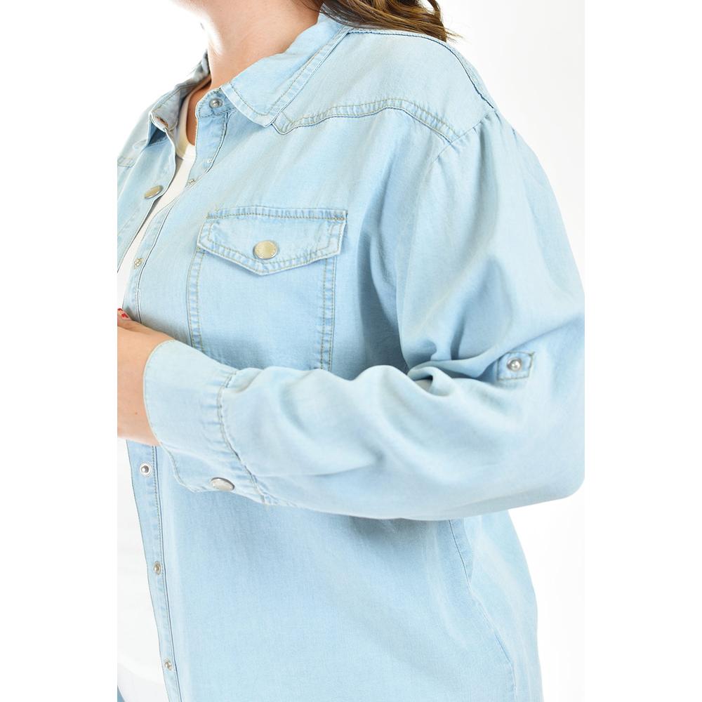 Foto 5 pulgar | Camisa Denim Roman Fashion /tallas Extras, 018 (mezclilla Tono Claro) Azul