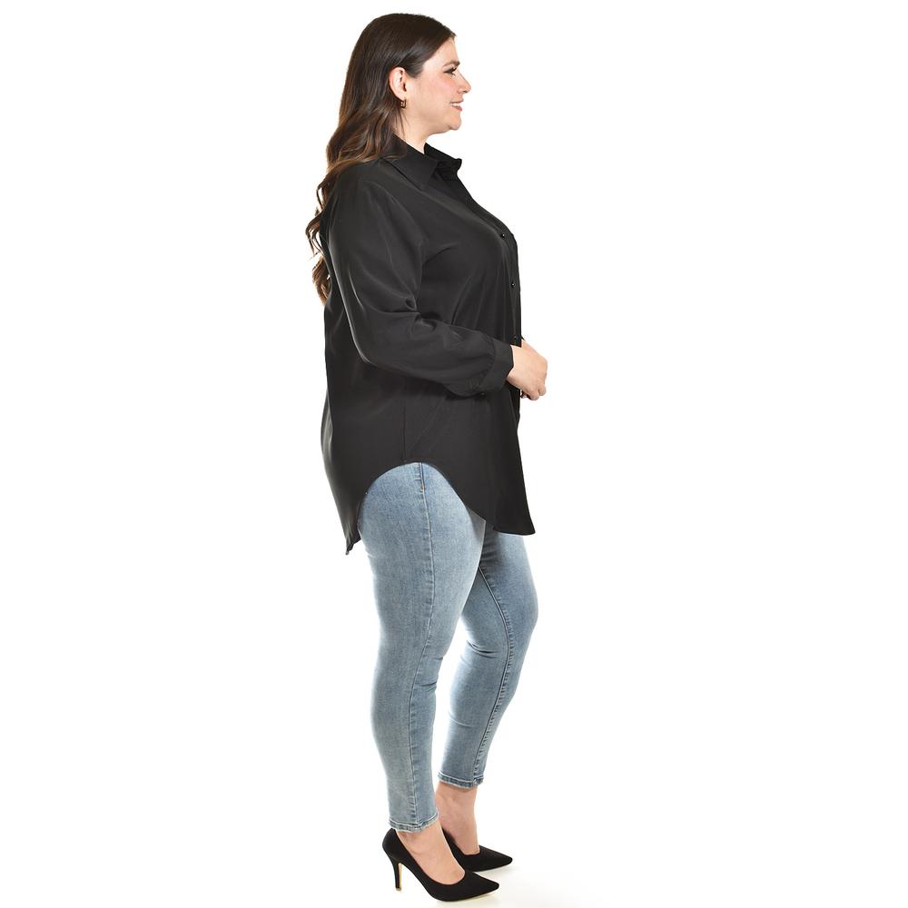 Foto 3 pulgar | Camisa Con Boton De Perla Roman Fashion /tallas Extras, 5103 (negro) Negro