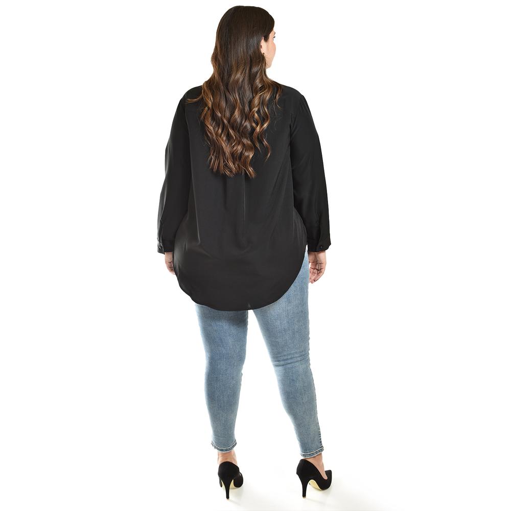 Foto 4 pulgar | Camisa Con Boton De Perla Roman Fashion /tallas Extras, 5103 (negro) Negro