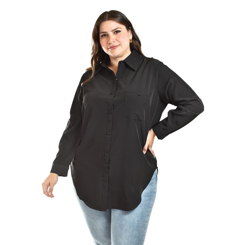 Foto 6 pulgar | Camisa Con Boton De Perla Roman Fashion /tallas Extras, 5103 (negro) Negro