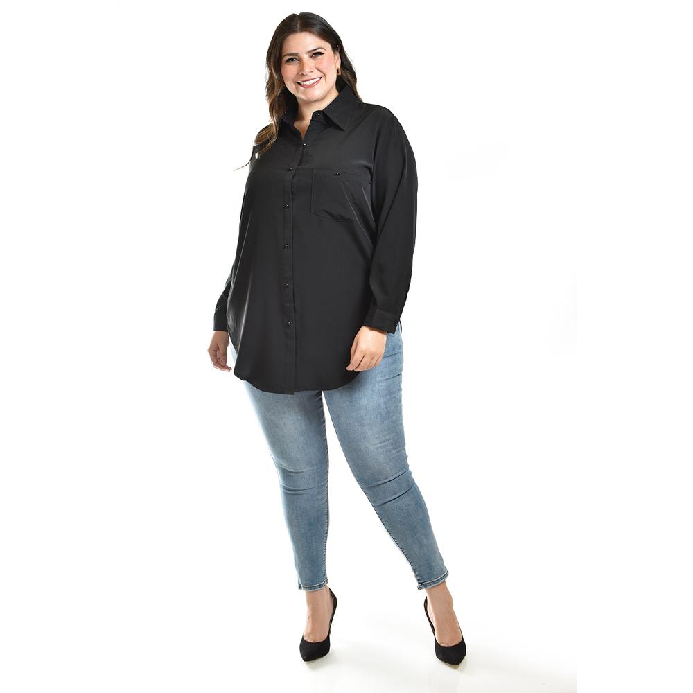 Foto 7 pulgar | Camisa Con Boton De Perla Roman Fashion /tallas Extras, 5103 (negro) Negro