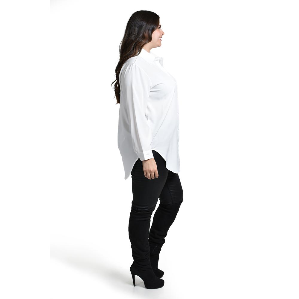 Foto 3 pulgar | Camisa Con Boton De Perla Roman Fashion /tallas Extras, 5103 (blanco) Blanco