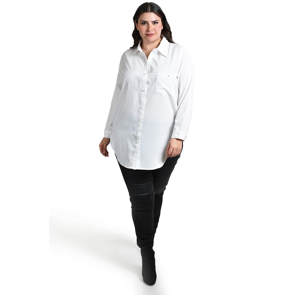 Foto 6 pulgar | Camisa Con Boton De Perla Roman Fashion /tallas Extras, 5103 (blanco) Blanco