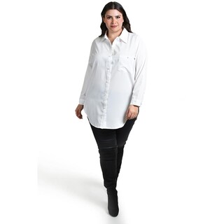 Foto 5 | Camisa Con Boton De Perla Roman Fashion /tallas Extras, 5103 (blanco) Blanco