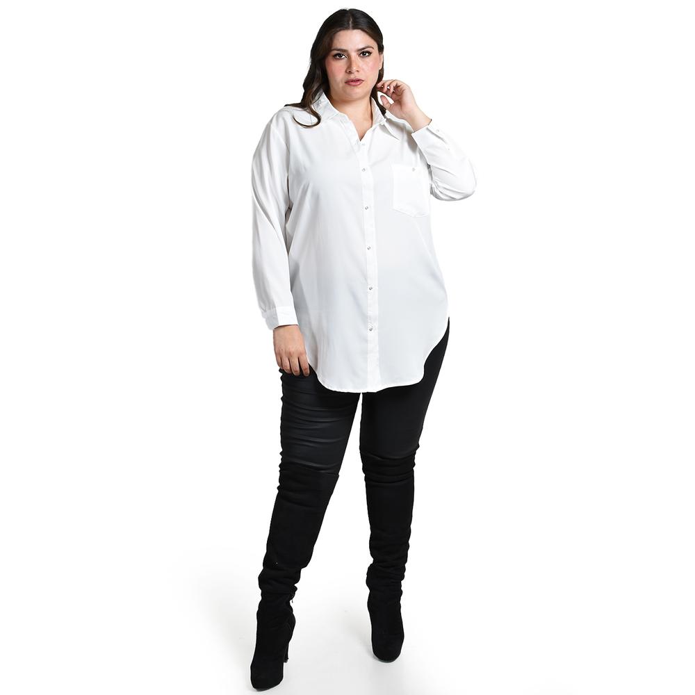 Foto 7 pulgar | Camisa Con Boton De Perla Roman Fashion /tallas Extras, 5103 (blanco) Blanco