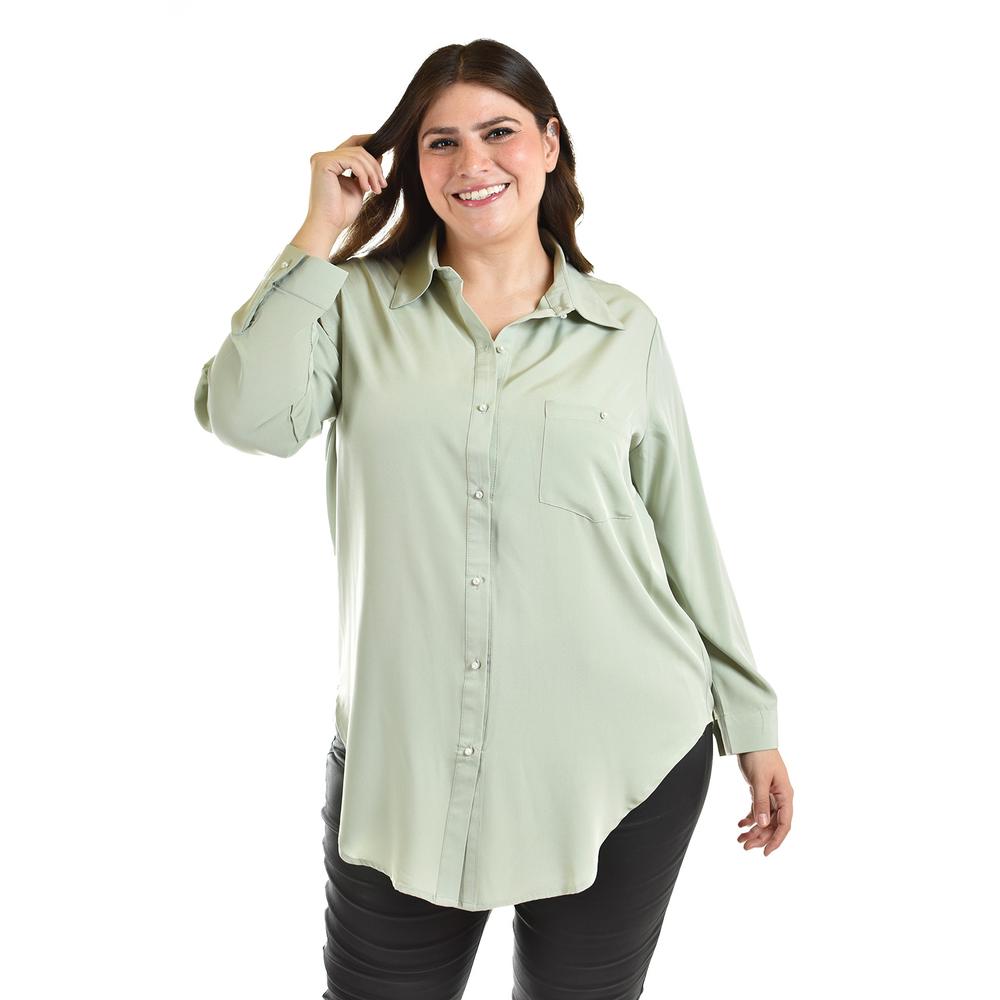 Foto 1 | Camisa Con Boton De Perla Roman Fashion /tallas Extras, 5103 (pistache) Verde Claro