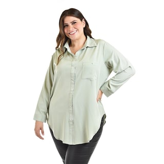 Foto 5 | Camisa Con Boton De Perla Roman Fashion /tallas Extras, 5103 (pistache) Verde Claro