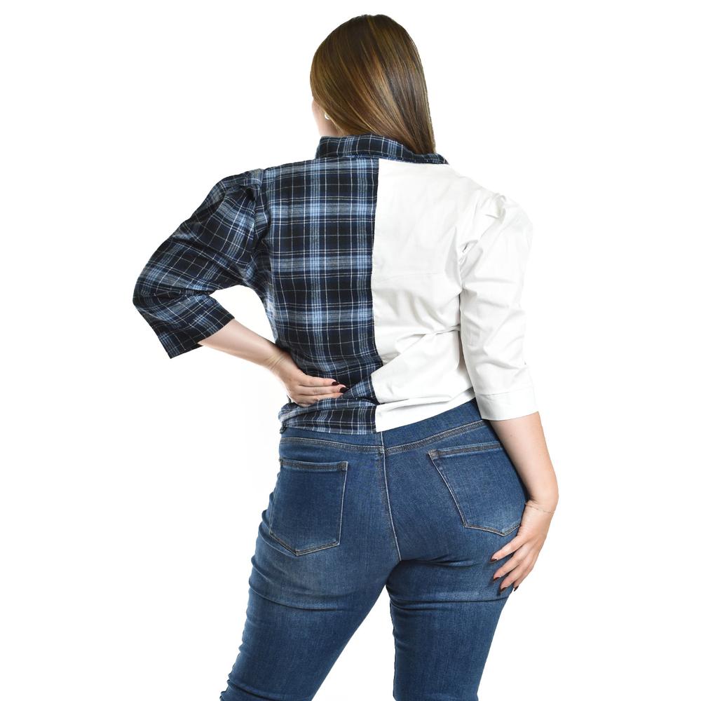 Foto 4 pulgar | Camisa Casual Bicolor Roman Fashion /tallas Extras, 1928 (azul Marino) Azul Marino