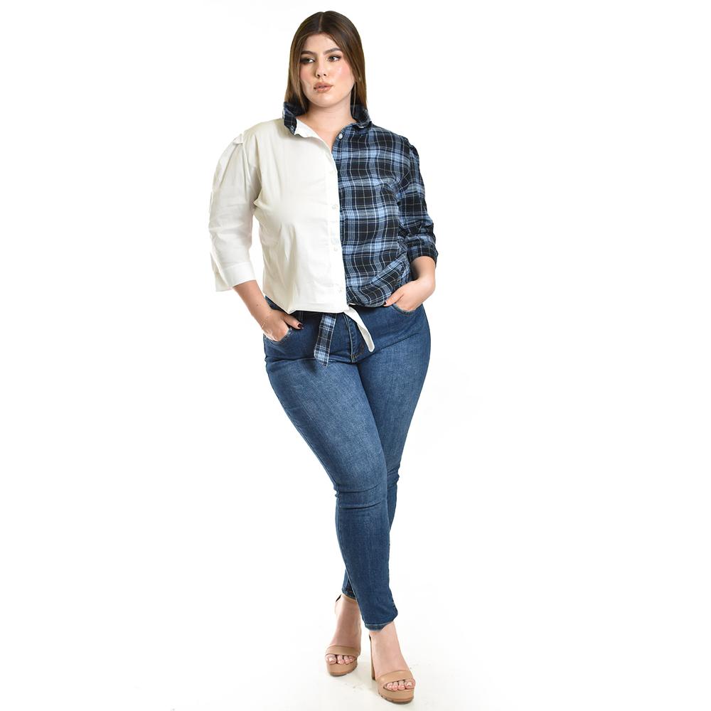 Foto 5 pulgar | Camisa Casual Bicolor Roman Fashion /tallas Extras, 1928 (azul Marino) Azul Marino