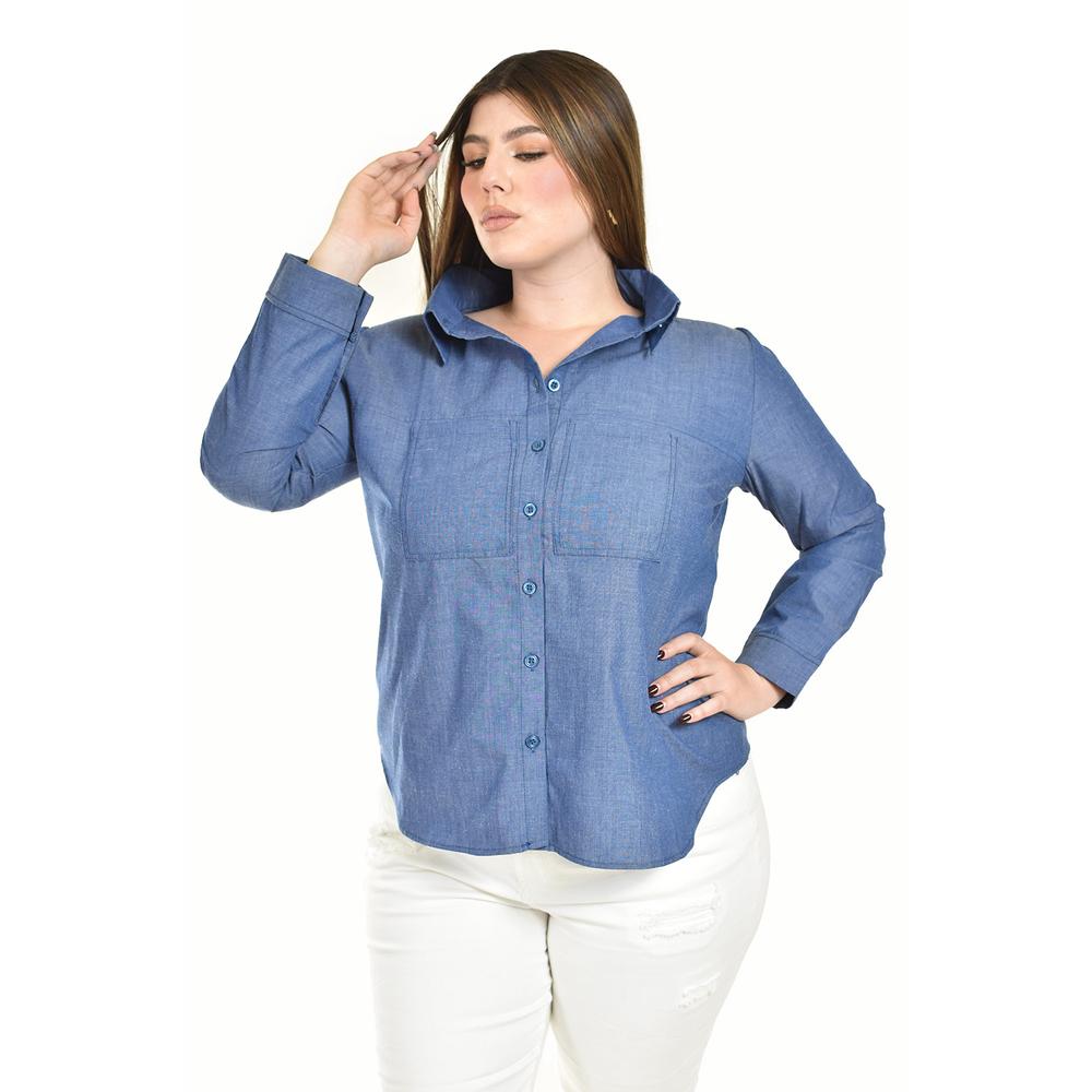 Foto 2 pulgar | Camisa Tipo Mezclilla Roman Fashion /tallas Extras, 2737 (azul Marino) Azul