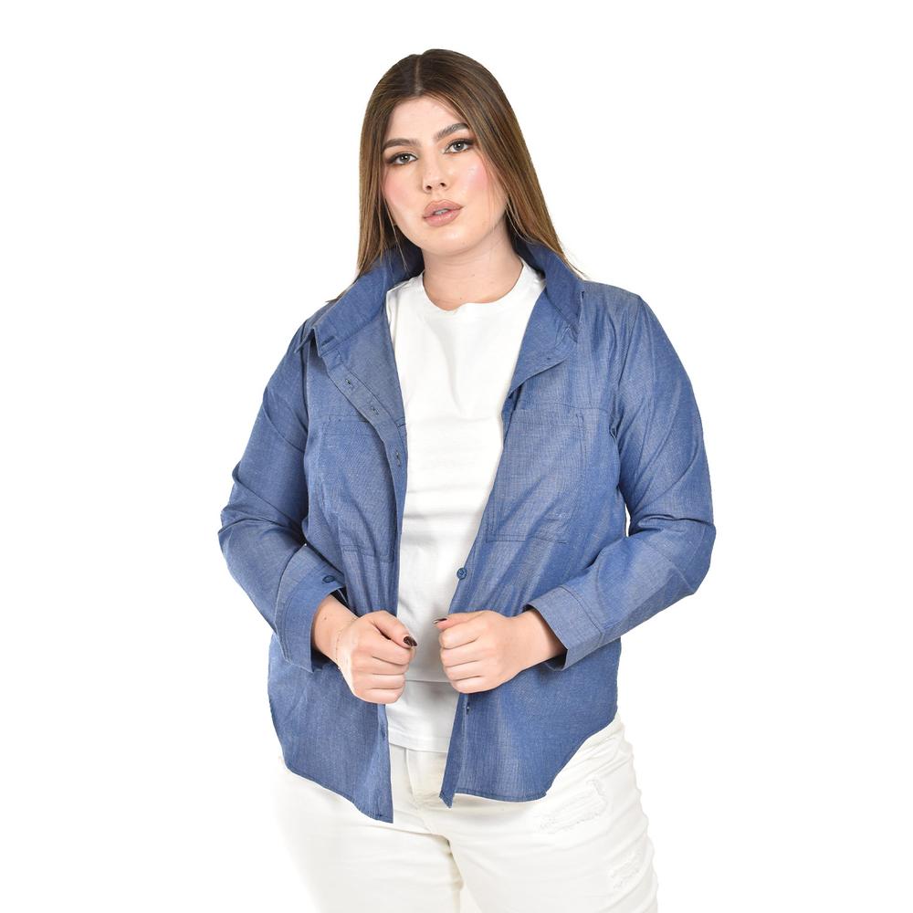 Foto 3 pulgar | Camisa Tipo Mezclilla Roman Fashion /tallas Extras, 2737 (azul Marino) Azul