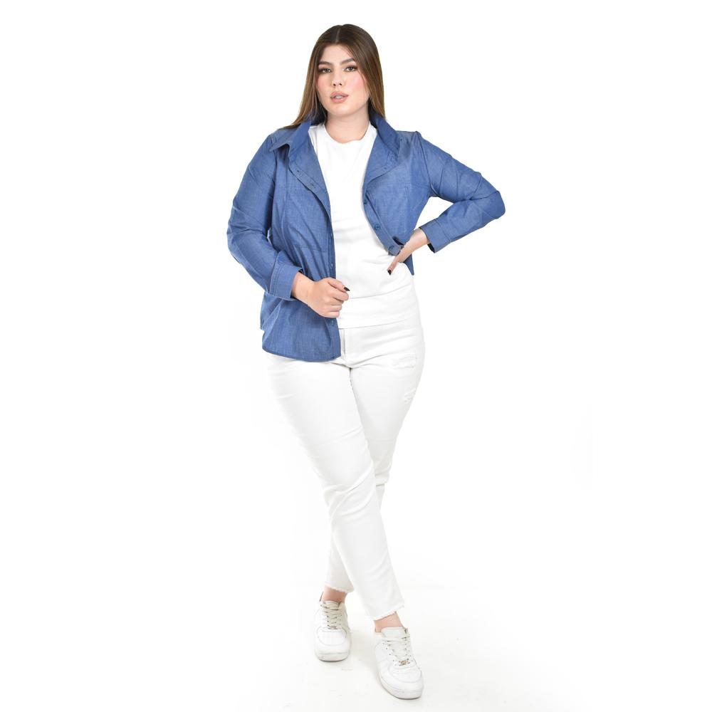 Foto 6 pulgar | Camisa Tipo Mezclilla Roman Fashion /tallas Extras, 2737 (azul Marino) Azul