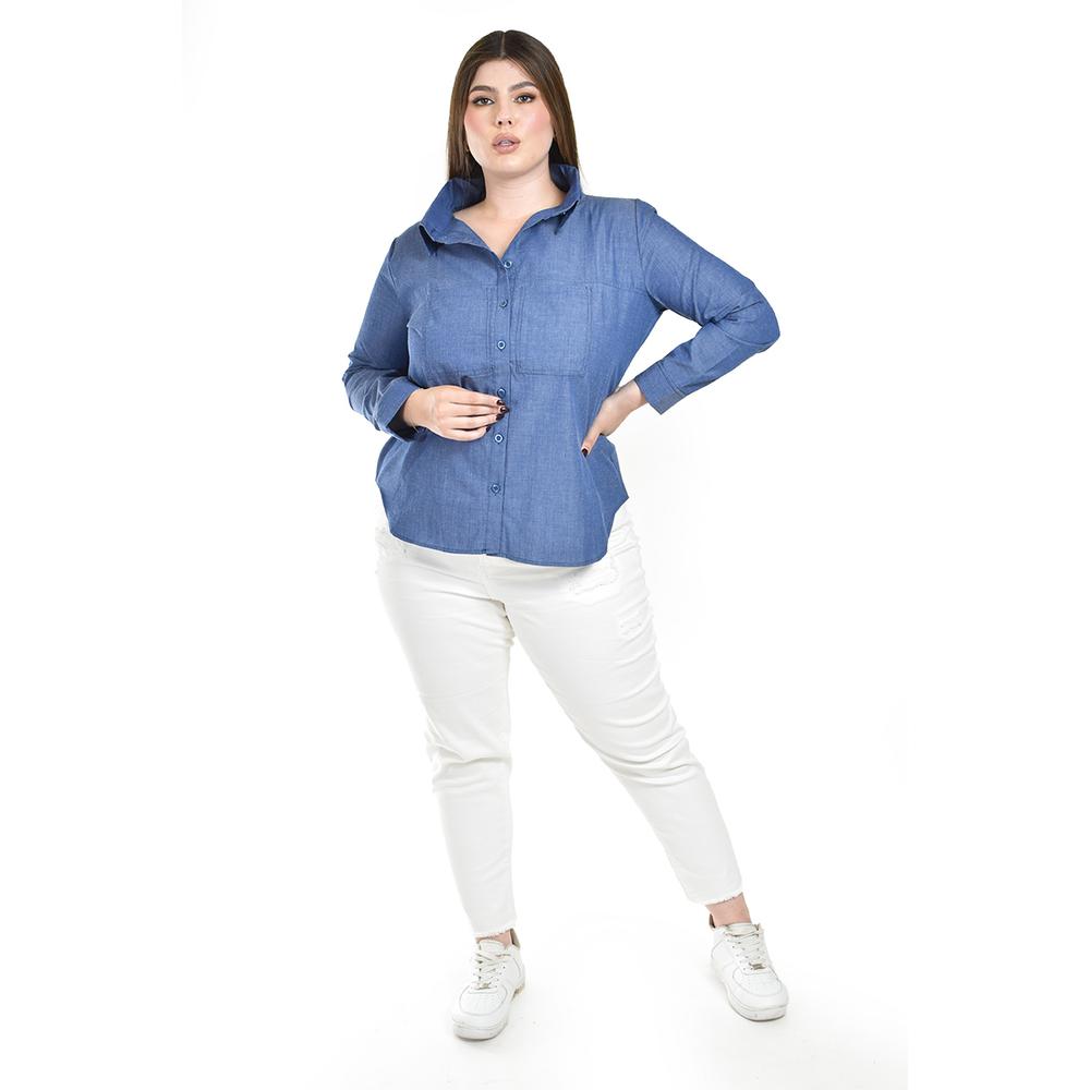 Foto 7 pulgar | Camisa Tipo Mezclilla Roman Fashion /tallas Extras, 2737 (azul Marino) Azul